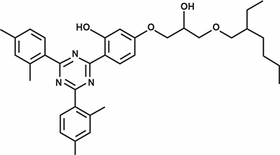 2-[2-Hydroxy-4-[3-(2-ethylhexyl-1-oxy)-2 -hydroxypropyloxy]phenyl]-4,6-bis(2,4-dimethylphenyl) -1,3,5-triazine (Appolo-405)